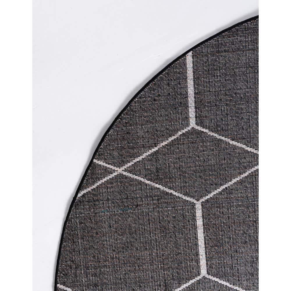 Unique Loom 5' 0 x 5' 0 Trellis Frieze Black Area Rug