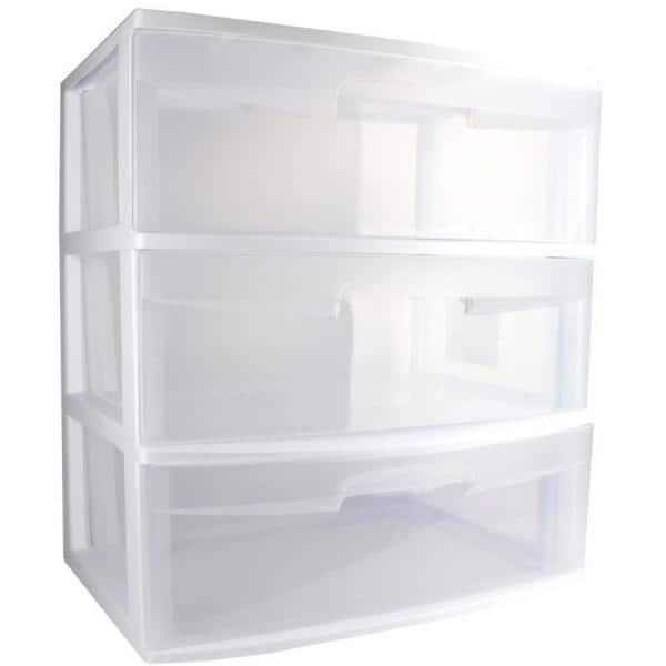 Sterilite Sterilite At Home 3 Drawer Wide Storage Cart Container with Casters (Set of 4)