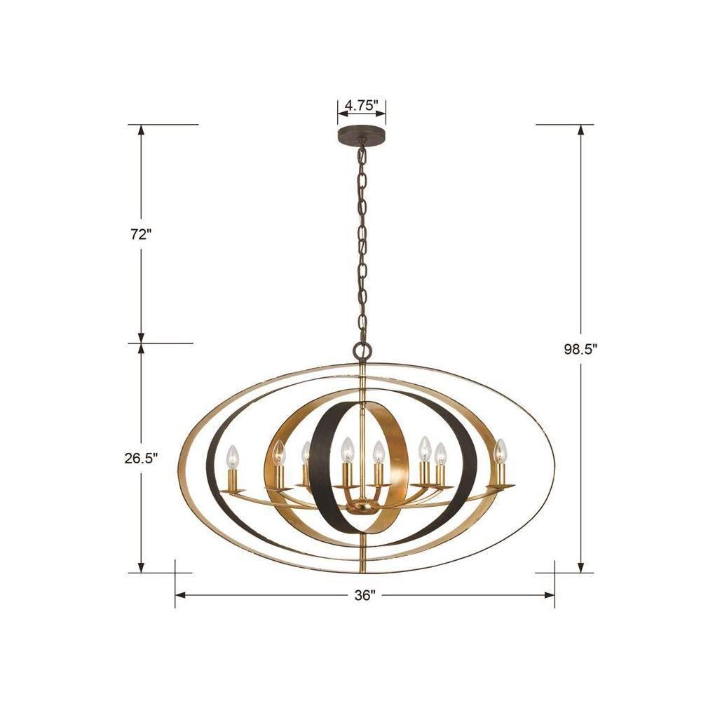 588-EB-GA-Crystorama Lighting-Luna - Eight Light Oval Chandelier-English Bronze/Antique Gold Finish    -Traditional Installation