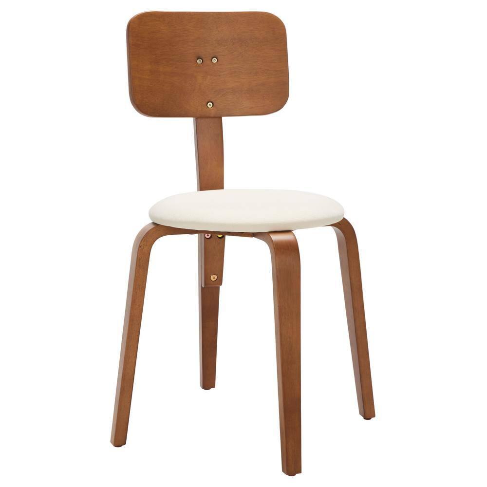 Jo Stackable Upholstered Dining Chairs (Set of 2) - DCH1010 - Walnut/Cream - Safavieh