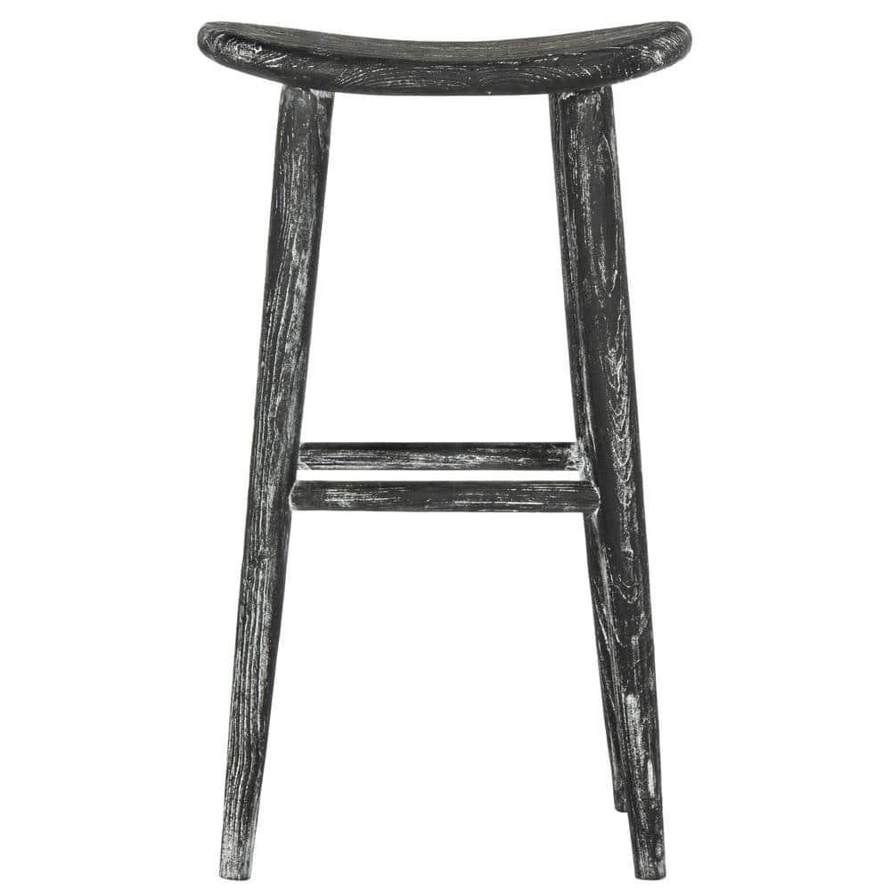 Colton Wood Bar Stool - BST1001 - Black/White Wash/Sungkai Wood - Safavieh