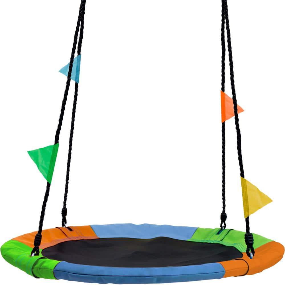 Sorbus Sorbus Saucer Tree Swing 24" Adjustable Ropes, 220lb Capacity in Rainbow