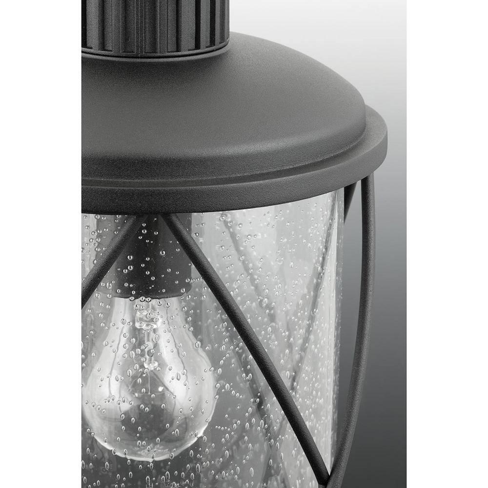 Progress Lighting Hollingsworth 1-Light Outdoor Black Post Lantern with Clear Seeded Glass
