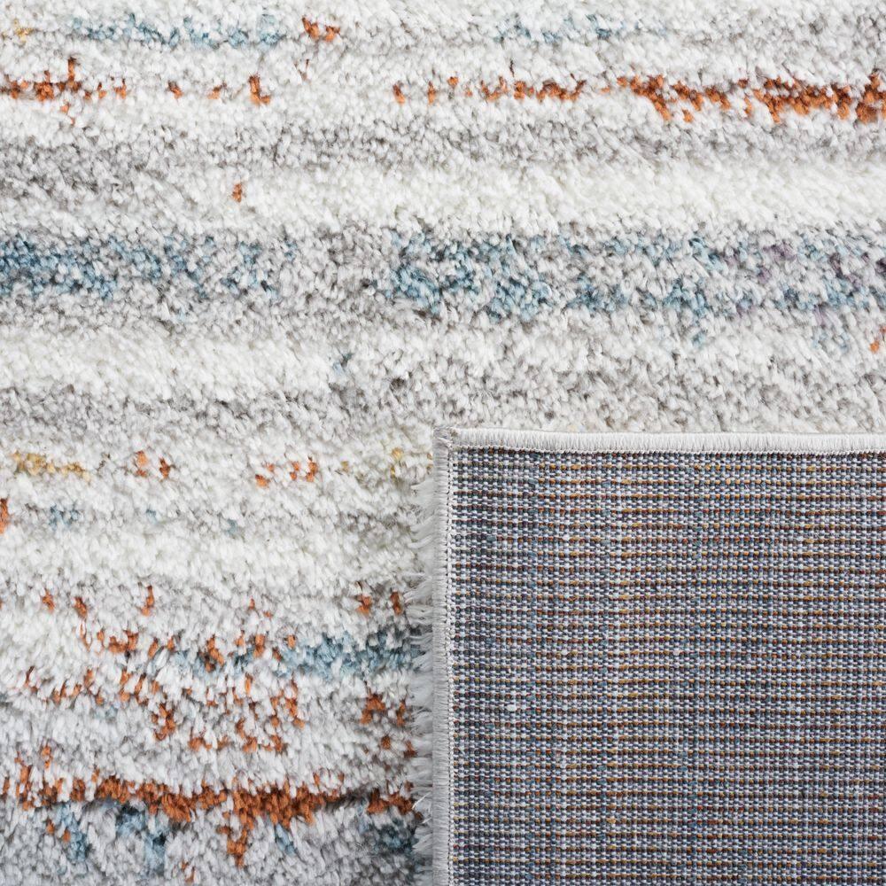 SAFAVIEH Berber Shag Jonette Abstract Area Rug, Blue Rust/Ivory, 4'5" x 4'5" Round