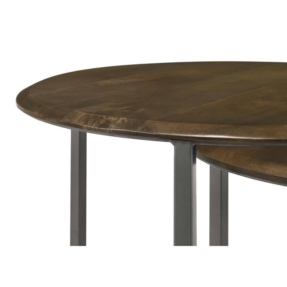 Coaster Deja 3-Piece Round Wood Top Nesting Table in Gunmetal/Natural