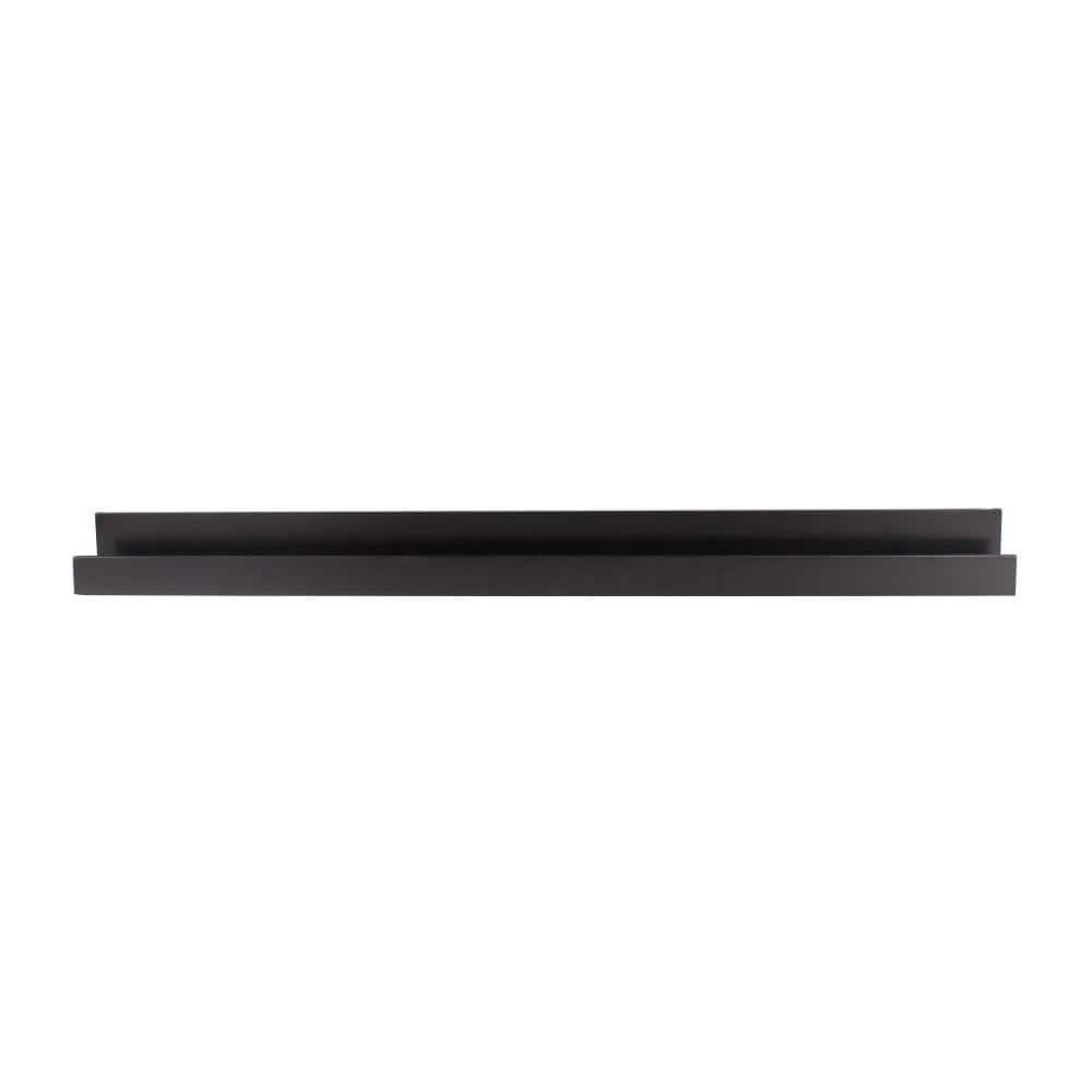 Wood Floating Wall Shelf Picture Frame Holder Ledge, Black