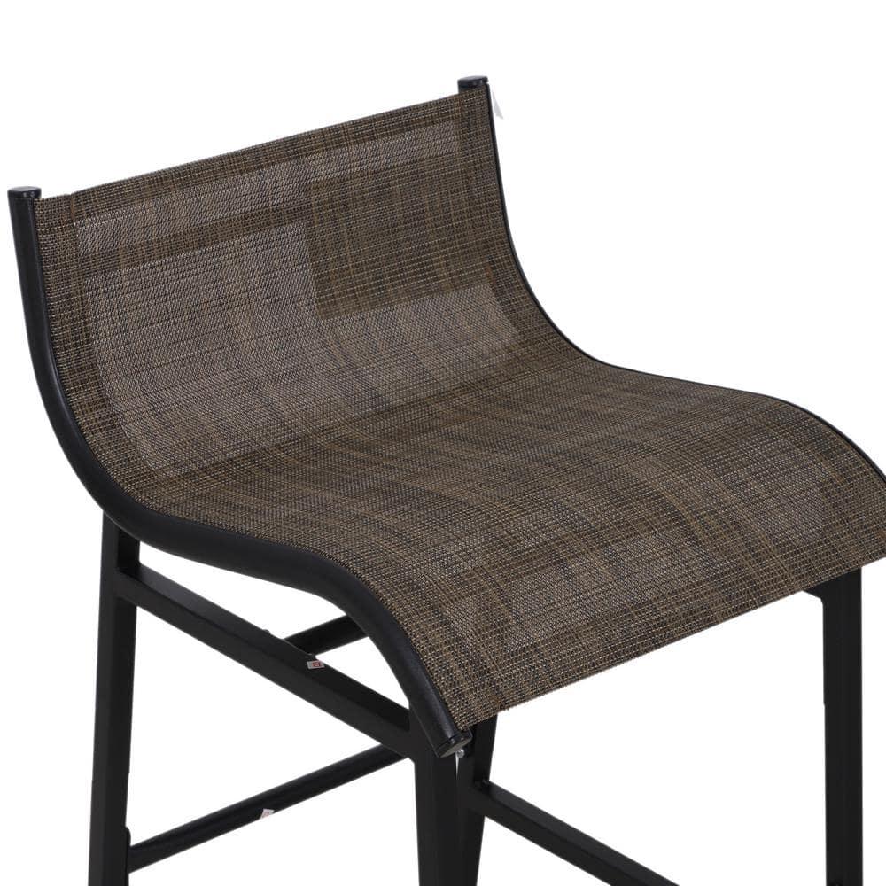 Outsunny 3 Piece Bar Height Outdoor Bistro Set for 2, Round Patio Pub Table 2 Bar Chairs with Comfortable Design & Durable Build, Tan