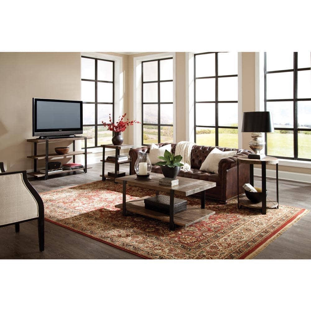 42" Modesto Solid Coffee Table Brown - Alaterre Furniture: Industrial Style, Reclaimed Wood, Metal Legs, Fixed Shelf