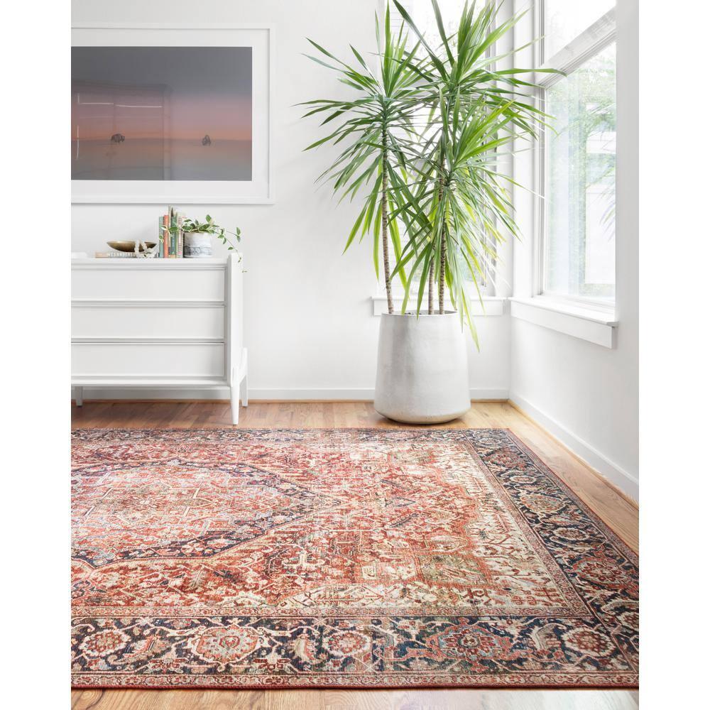 Loloi II Layla Printed Oriental Distressed Red / Navy Area Rug
