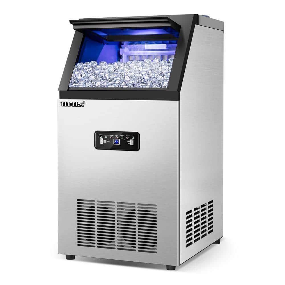 TITTLA Ice Maker Machine, Commercial Ice Machine,88Lbs/Day,Freestanding Built-In Stainless Steel Under Counter Automatic Ice Machine for Restaurant Bar Cafe
