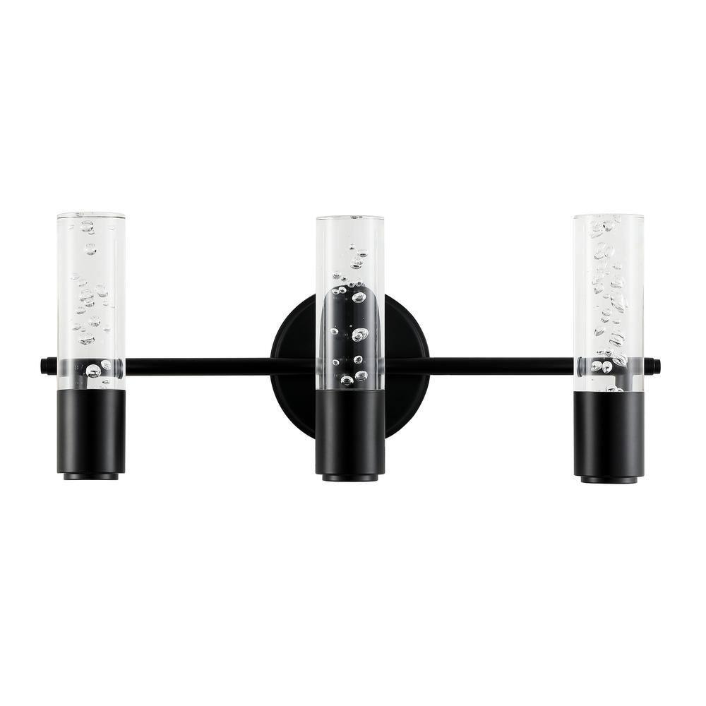 Bolha 18" 3-Light Minimalist Modern Bubble Acrylic/Iron Integrated LED Vanity Light, Black