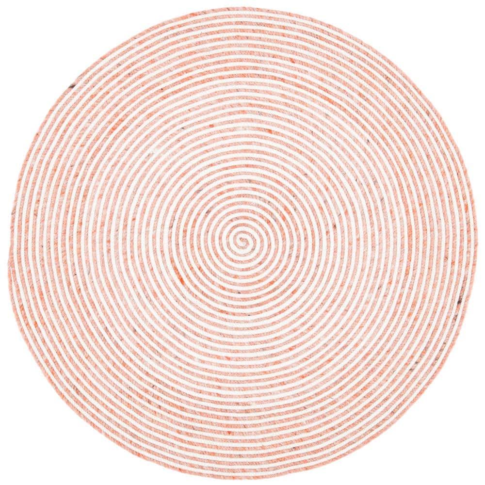 Braided BRD905 Hand Woven Area Rug - Red/Ivory - 3' round - Safavieh.