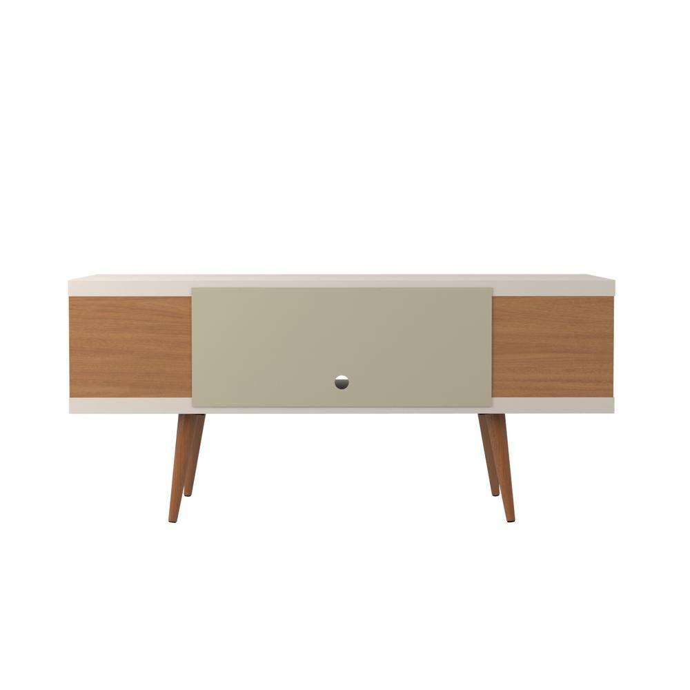 Manhattan Comfort Utopia Splayed Wooden Legs and 4 Shelves TV Stand for TVs up to 50" Maple Cream/Off-White - Manhattan Comfort