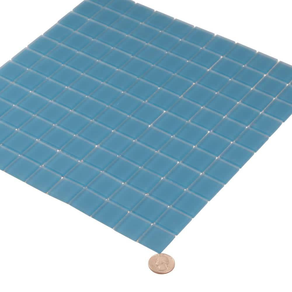 10 pack Cerulean Blue 11.8 in. x 11.8 in. 1X1 Matte Finished Glass Mosaic Floor and Wall Tile (9.67 Sq. ft./Case)