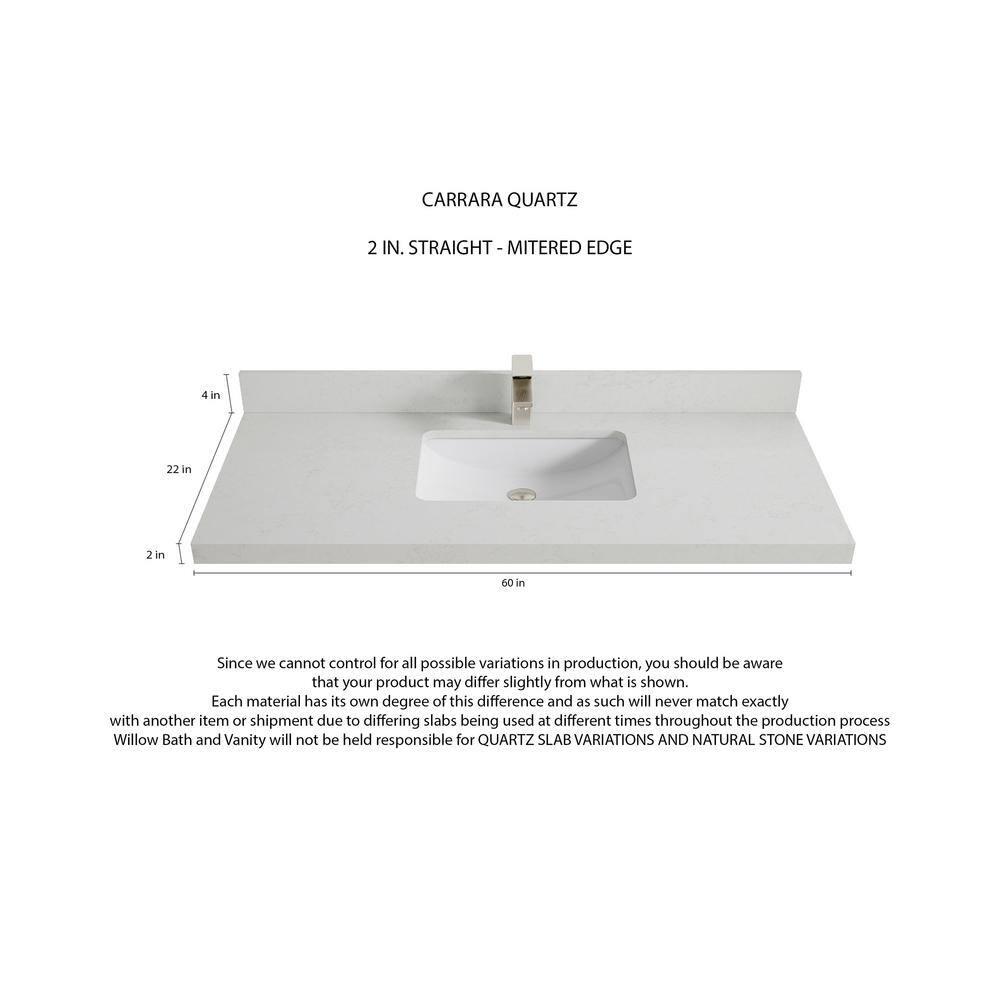 Willow Collections Aberdeen 60'' Single Bathroom Vanity with Quartz Top