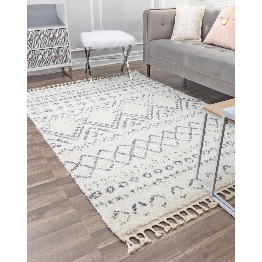 Silla Mason Shag Tribal Shadow Gray Area Rug