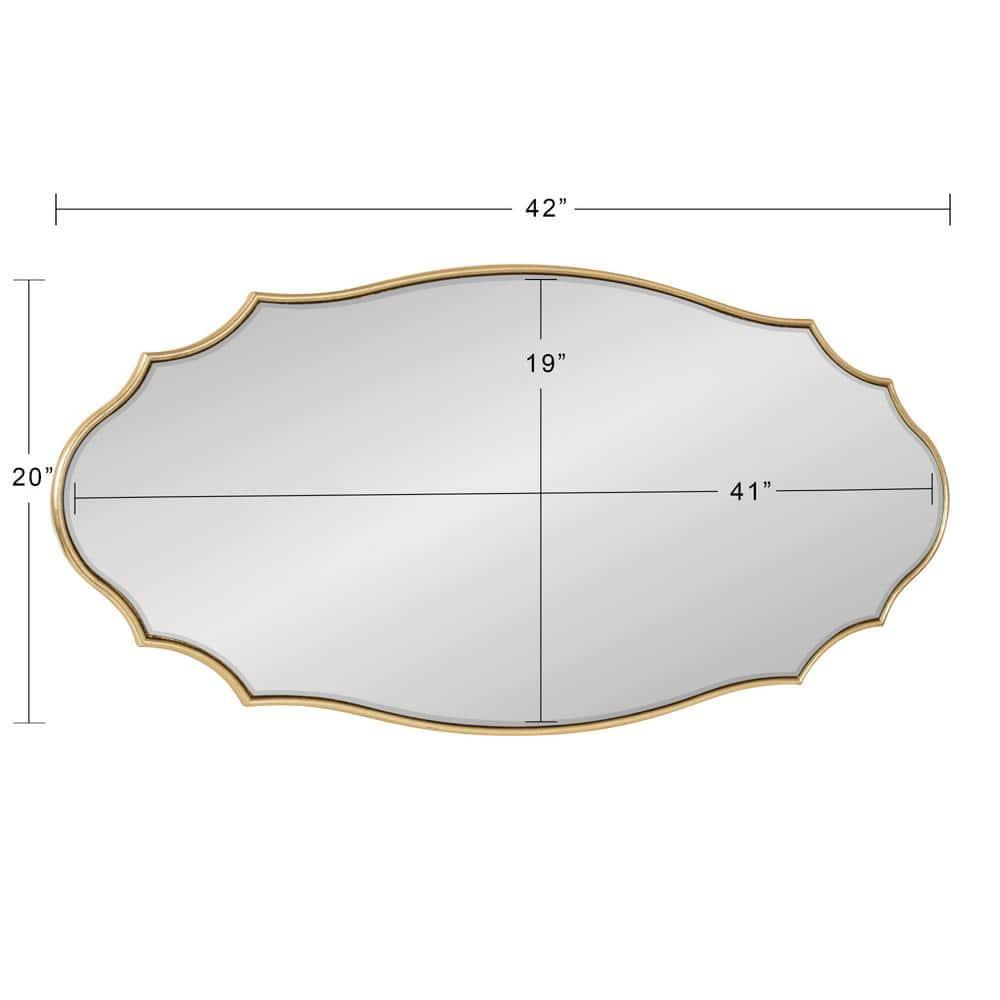 Kate and Laurel Leanna Modern Scalloped Wall Mirror, 20 x 42, Gold, Glam Oval Mirror for Wall