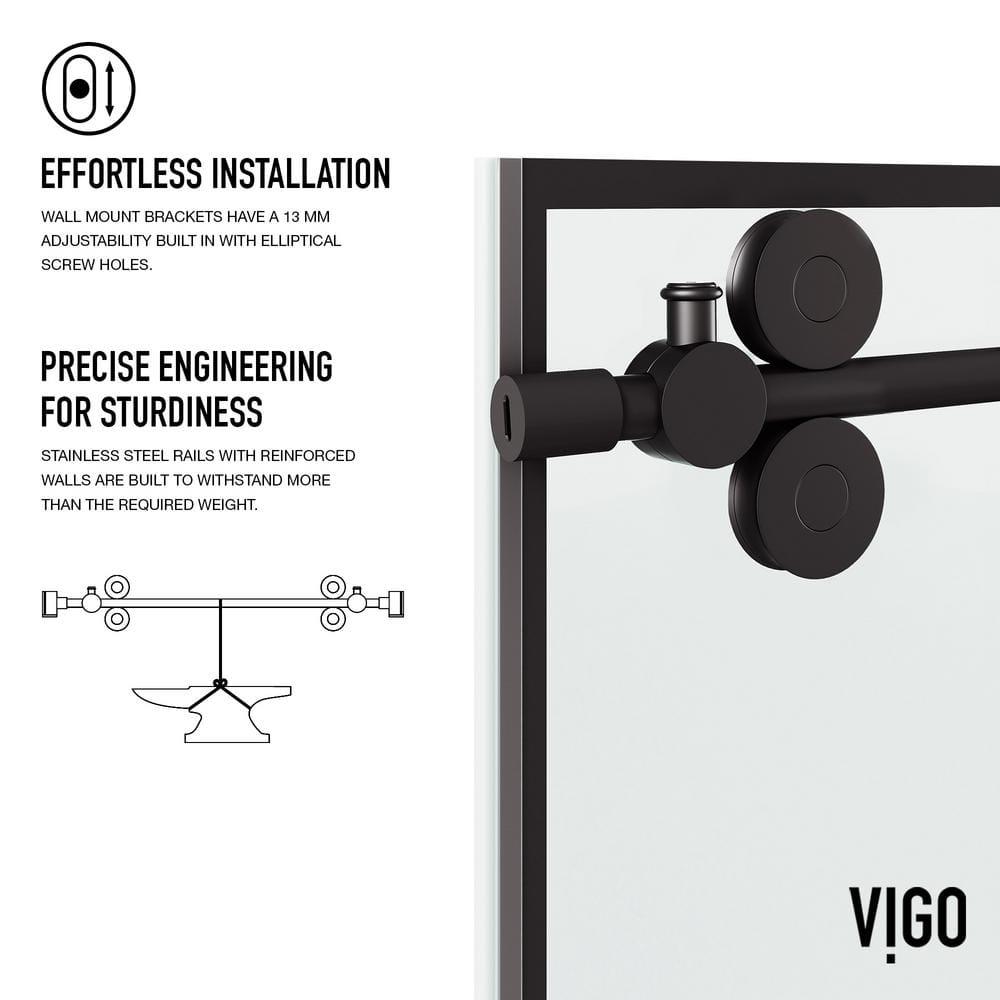 Elan 56-60" W x 74" H Sliding Frameless Shower Door with 3/8" Grid Clear Glass