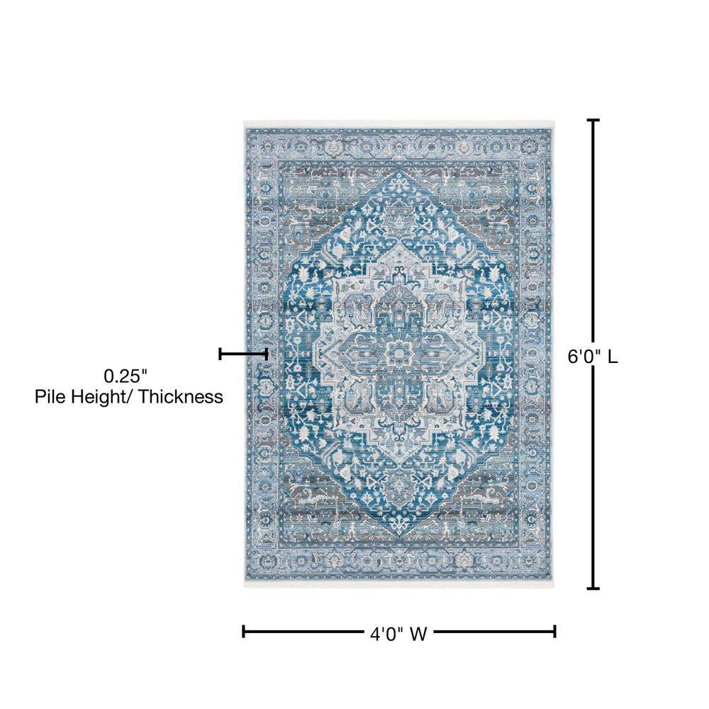 Vintage Persian VTP479 Power Loomed Indoor Area Rug - Charcoal/Blue - 4'x6' - Safavieh