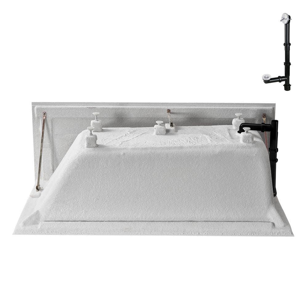 Streamline GA-304-10-WH 60 in. x 30 in. Acrylic Right-Hand Drain Alcove Bathtub in Glossy White With External Drain in Glossy White