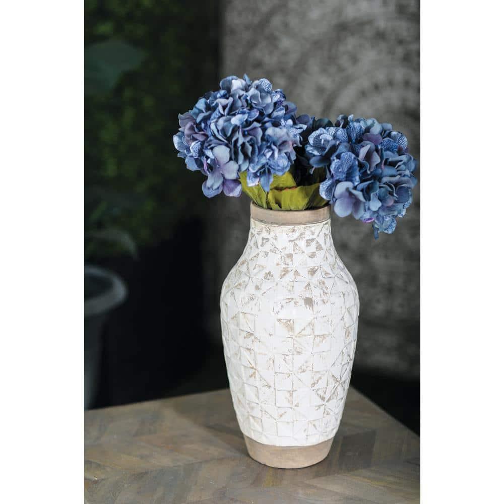 DecMode 16" White Ceramic Vase