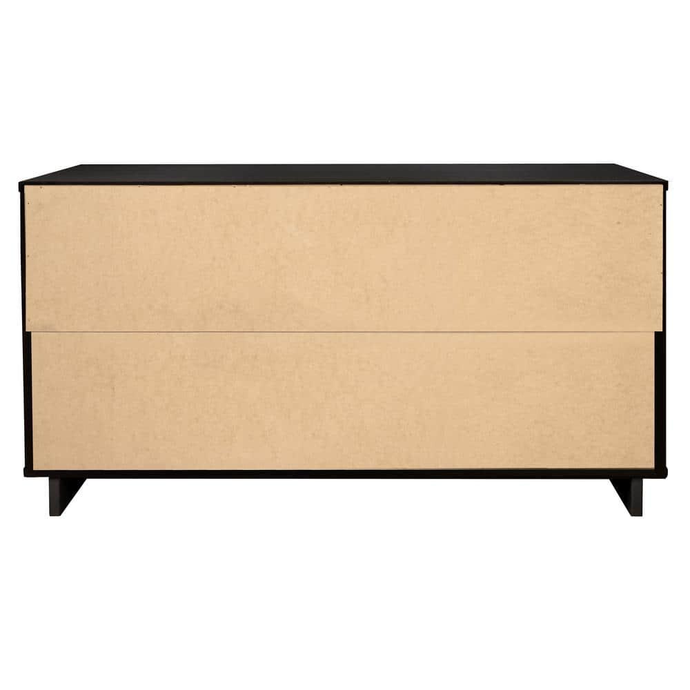 Granville Modern 6 Drawer Double Wide Dresser Black - Manhattan Comfort: Bedroom Storage, Soft Close