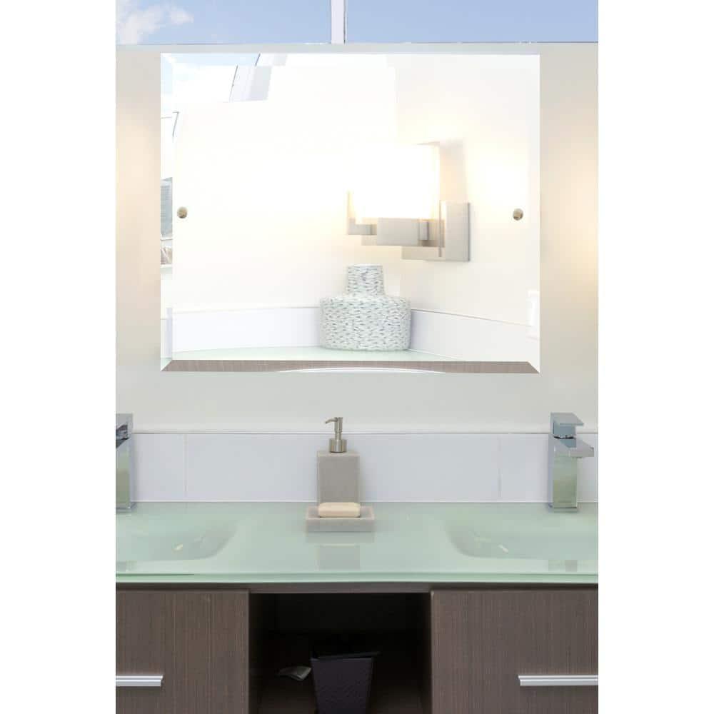 Frameless Landscape Rectangular Tilt Mirror with Beveled Edge in Brushed Bronze