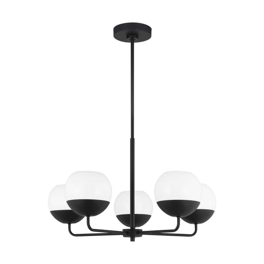 Generation Lighting Alvin 5 -Light Black Modern/contemporary For Use in Dining Rooms, Foyers, Kitchens, Living Rooms Chandelier