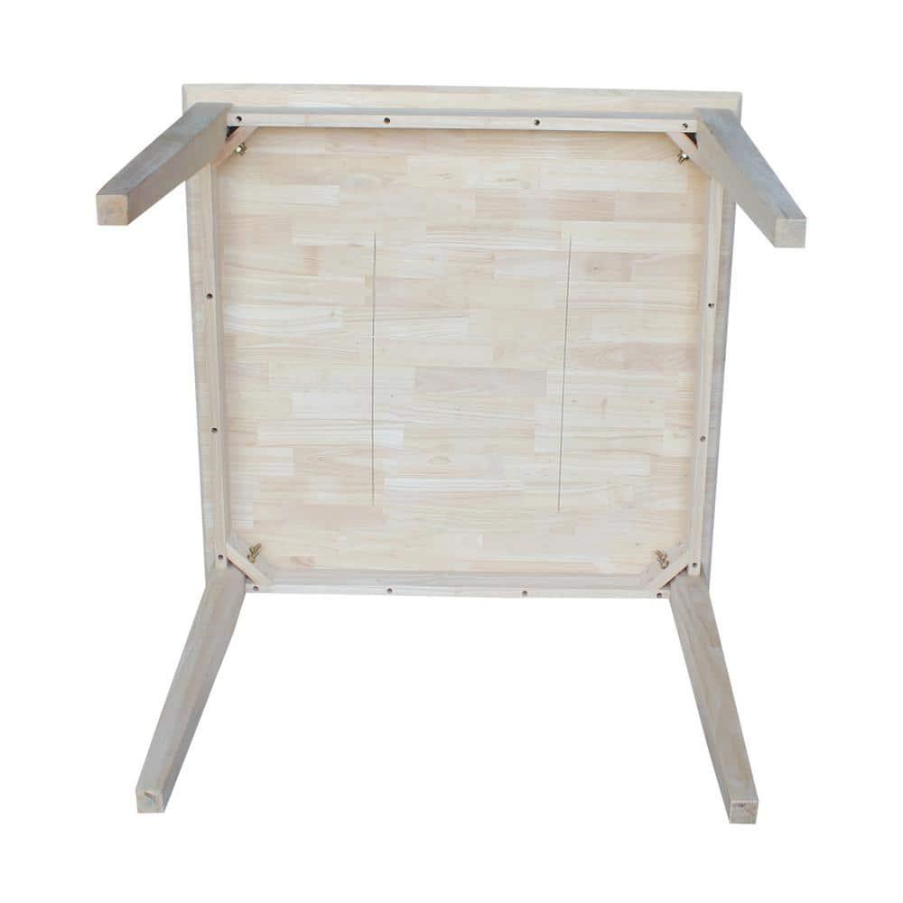 36" Square Solid Wood Dining Table with Shaker Legs Unfinished - International Concepts: Parawood, Seats 4