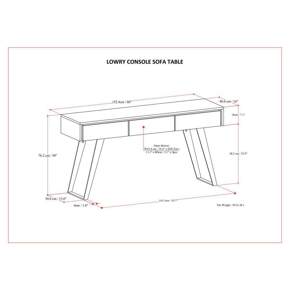 Lowry 60'' Solid Wood Top Console Table