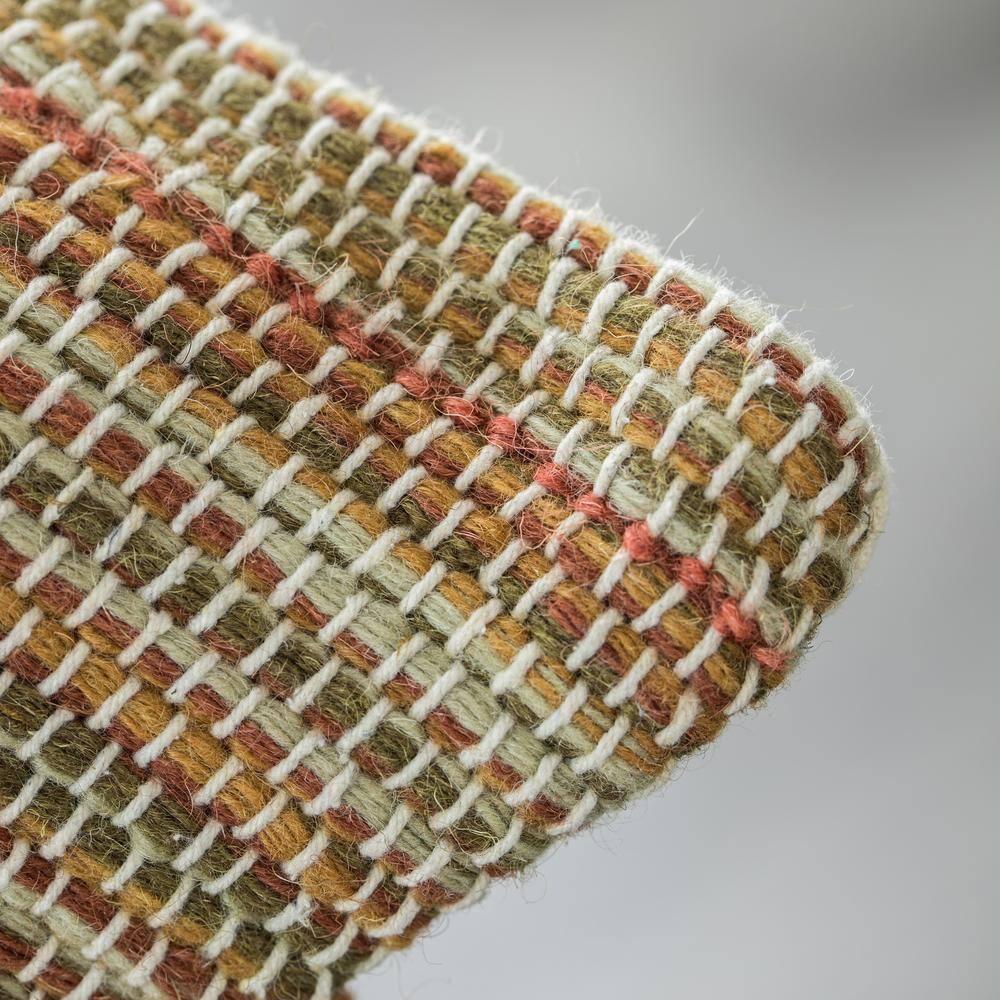 16" Handwoven Wool & Cotton Throw Pillow Cover with Woven Knit Texture with Filler, Rust