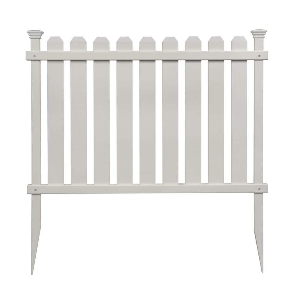 Zippity Outdoor Products 2.5ft H x 3.5ft W (2 Panels) No Dig Zippity Bella Puppy and Garden Fence Kit, No Dig Fence Panels, White Vinyl Fences for Dogs, Temporary Fence for Backyard, White Picket Fence Garden Border, ZP19064