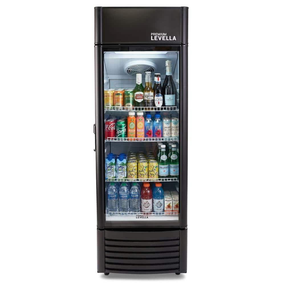 Premium Levella 9.0 cu ft 1-Glass Door Commercial Refrigerator, Matte Black