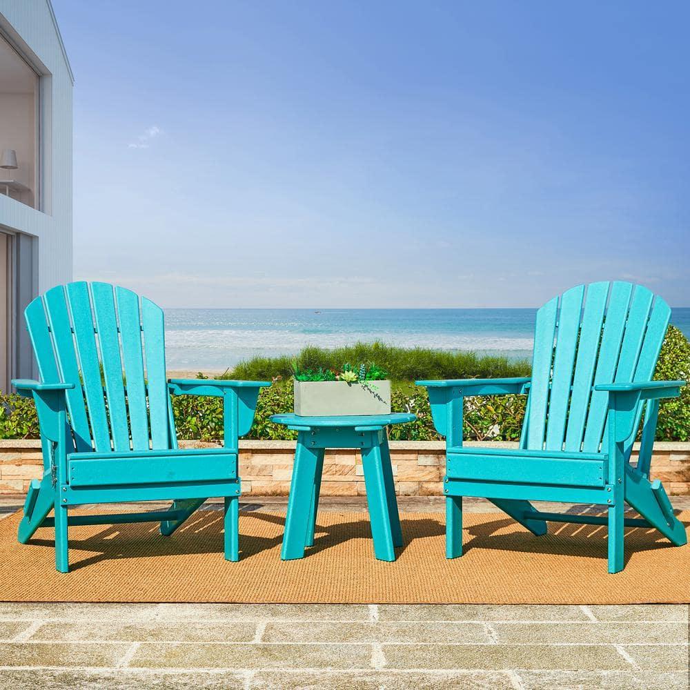 Aqua HDPE Round Outdoor Accent Table, 20" Diameter