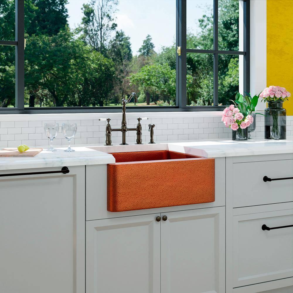 Barclay FSCSB3114-AC Avena 30'' L Farmhouse / Apron Single Bowl Copper Kitchen Sink