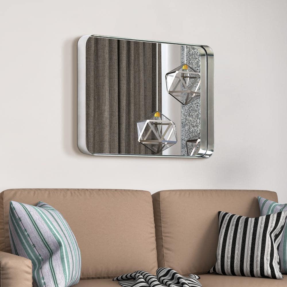 Empire Art Direct Ultra Polished Silver Stainless Steel Frame Rectangle Wall Mirror, 22" x 30" x 2", Ready to Hang