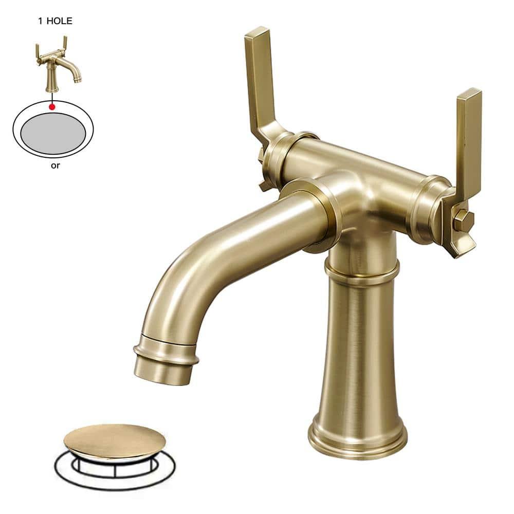 BWE Double Handle Industrial Style Bathroom Faucet Lavatory Mixer Tap Commercial Vanity