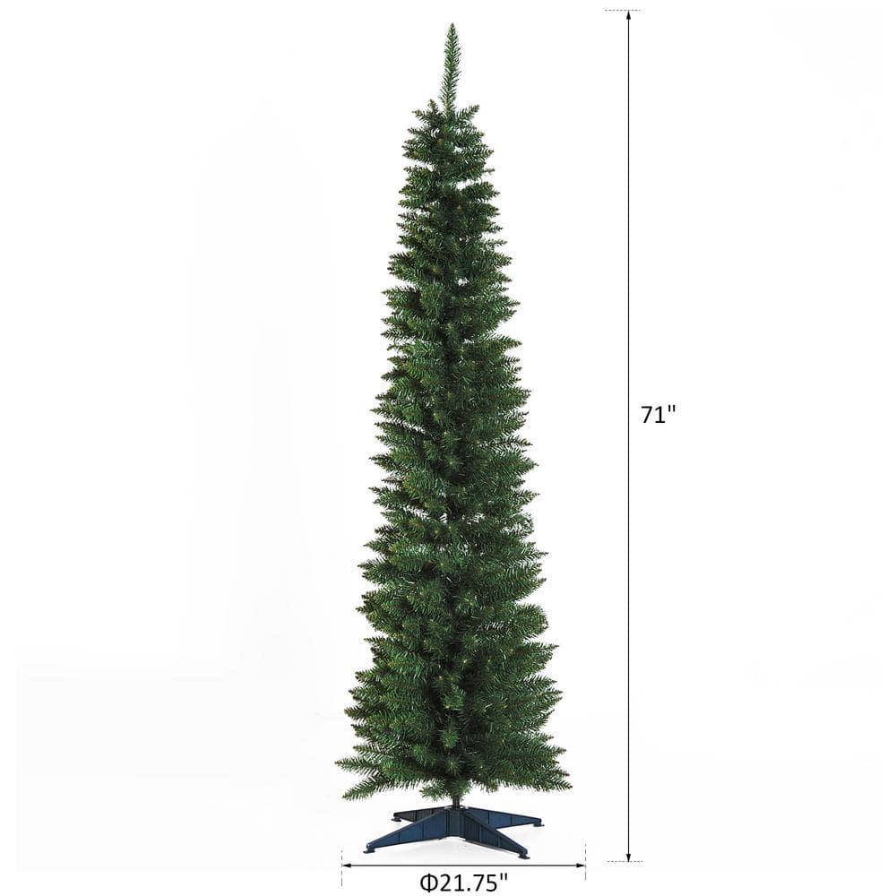 HOMCOM 6 FT Tall Unlit Slim Fir Artificial Christmas Tree with Realistic Branches, and 583 Tips, Green