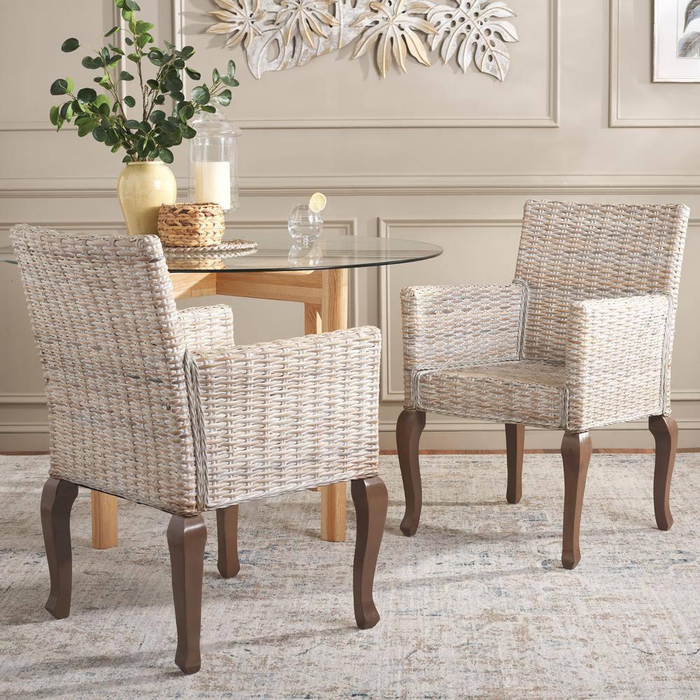 Armando 18" H Dining Chair (Set of 2) - SEA8019 - White Washed - Safavieh