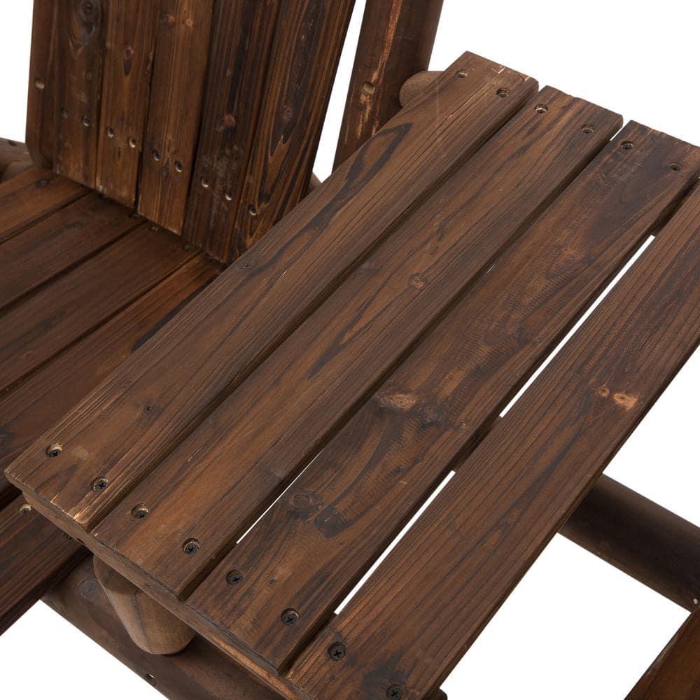 Outsunny Outdoor Wood Adirondack Bench Chair with Center Table, Brown