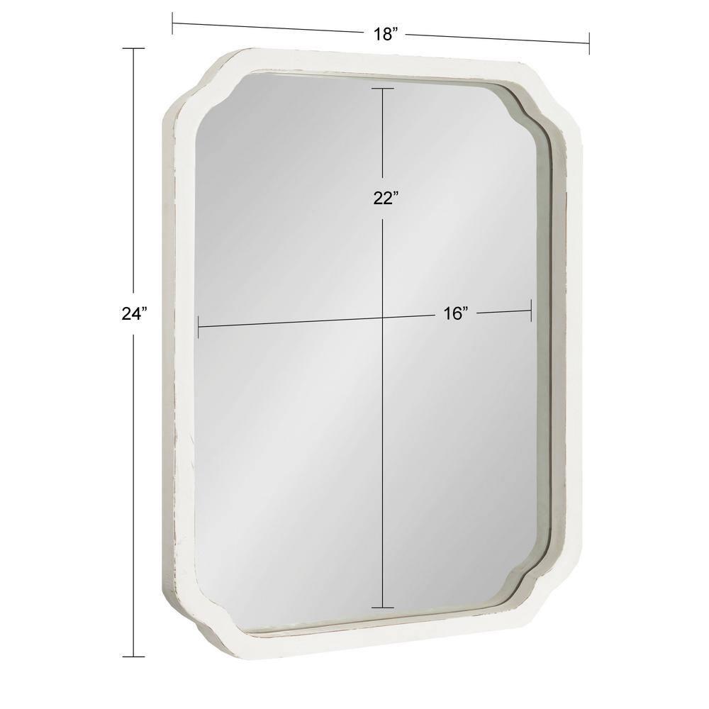 Kate & Laurel All Things Decor 18"x24" Marston Farmhouse Rectangle Wall Mirror White: No Assembly, Wood Frame, Wall Mount