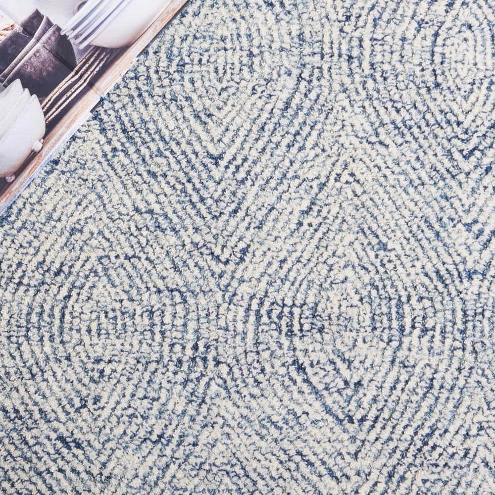 SAFAVIEH Abstract Caelestinus Ogee Wool Area Rug, Ivory/Navy, 5' x 8'