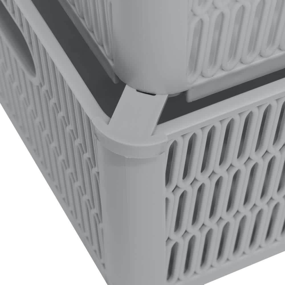 Simplify Slide 2 Stack It 2 Pack Plastic Storage Basket in Grey
