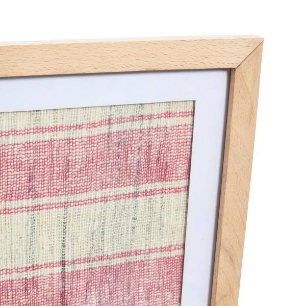 Storied Home Boho Handwoven Cotton Wall Art with Wood Frame and Plastic Cover Faded Red/Natural: Intricate Textile, MDF Composite, Vertical Display
