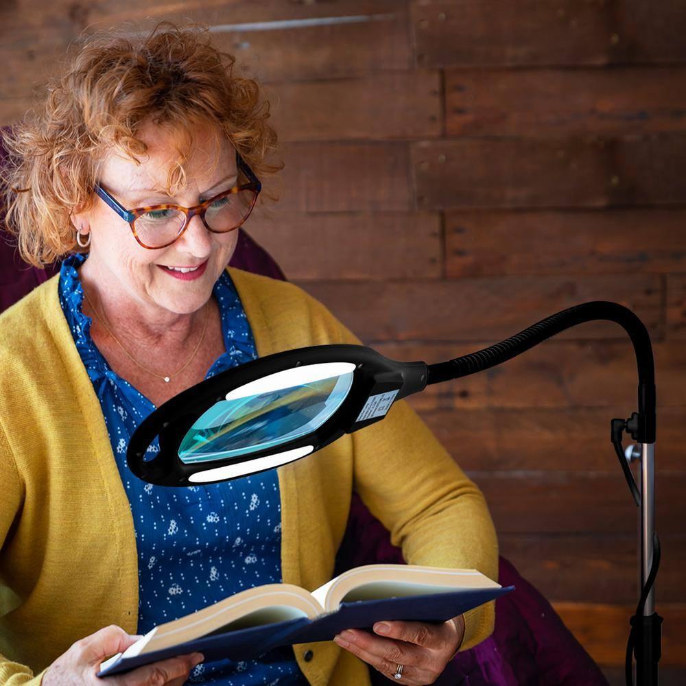 Brightech Pro 44 in. Industrial 2.25X Magnifying LED Floor Lamp with Adjustable Gooseneck Head