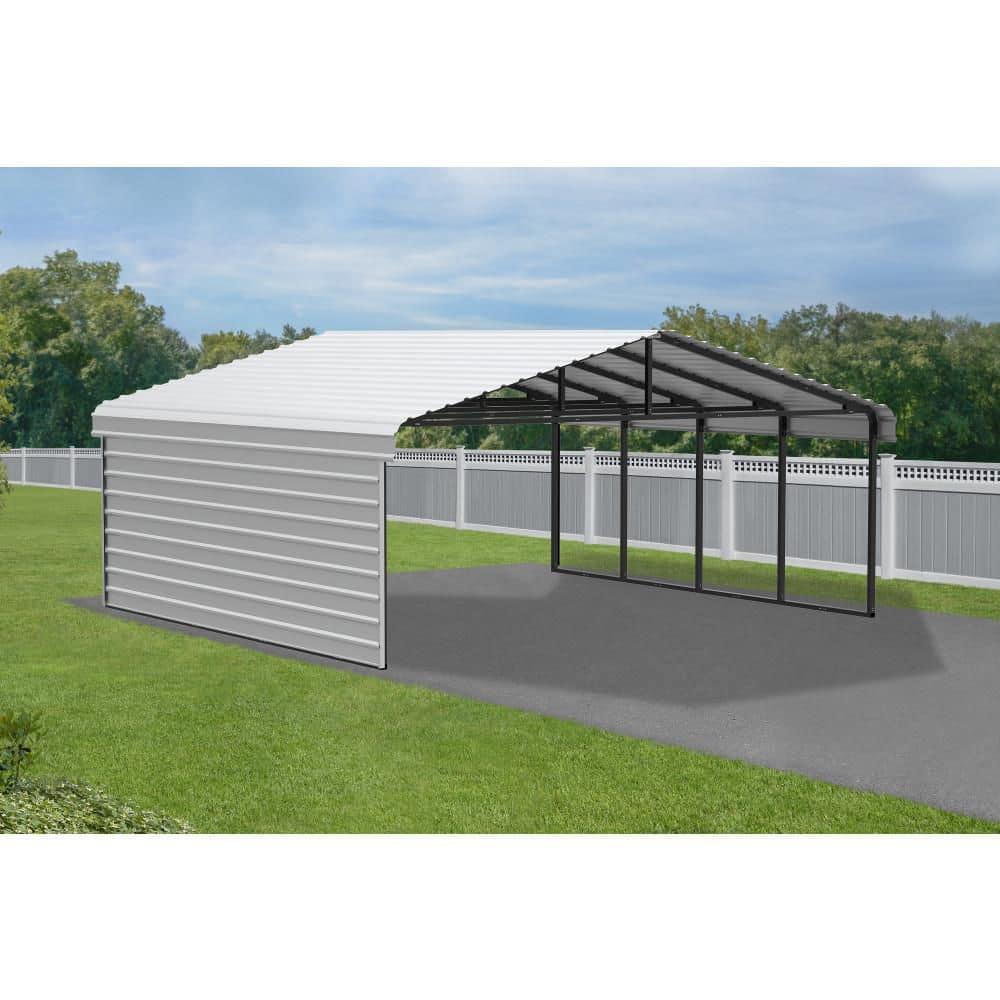 Arrow 20 x 20 ft Carport with 1-sided Enclosure