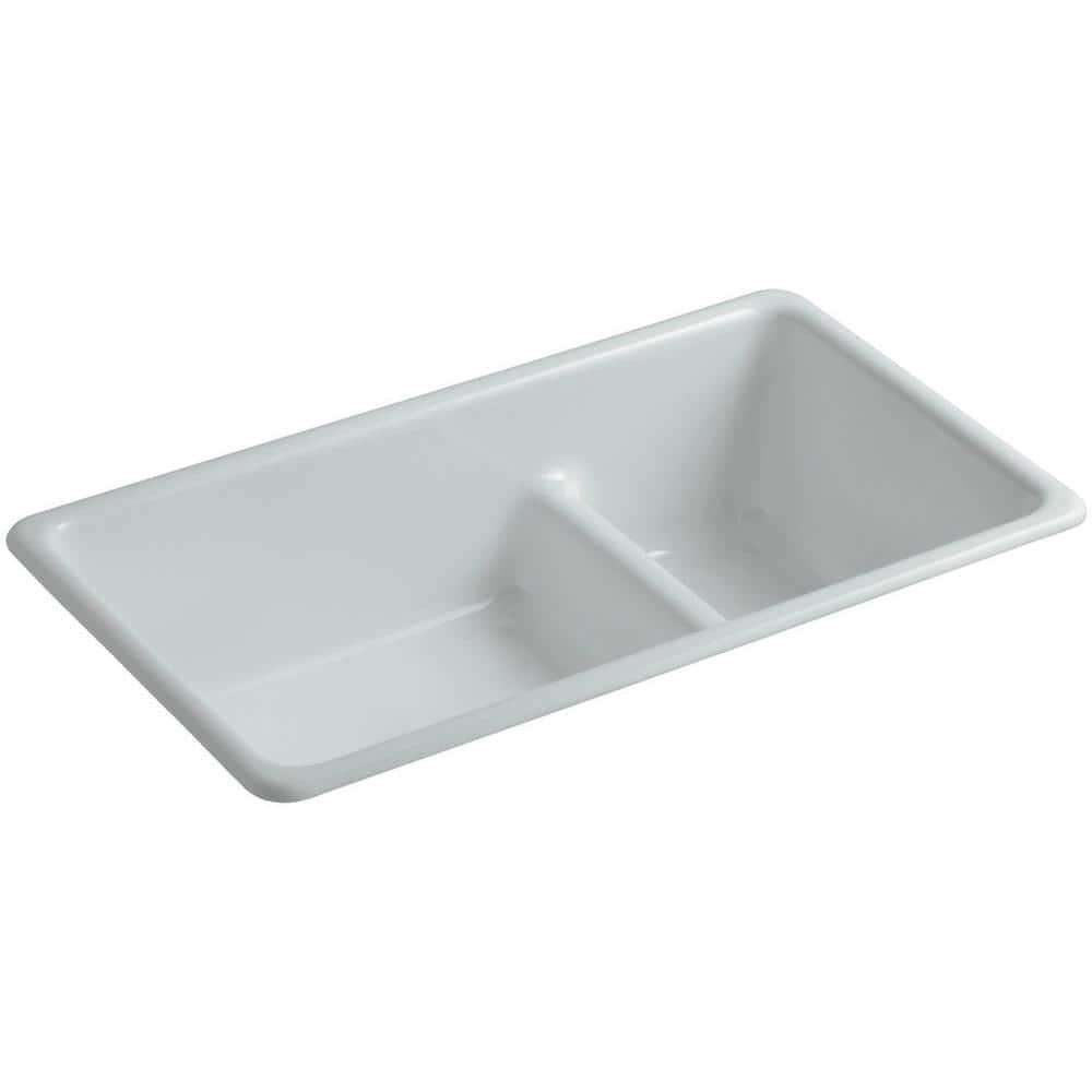 Iron Tones 33" L x 18.75" W Large/Medium Double-Bowl Kitchen Sink