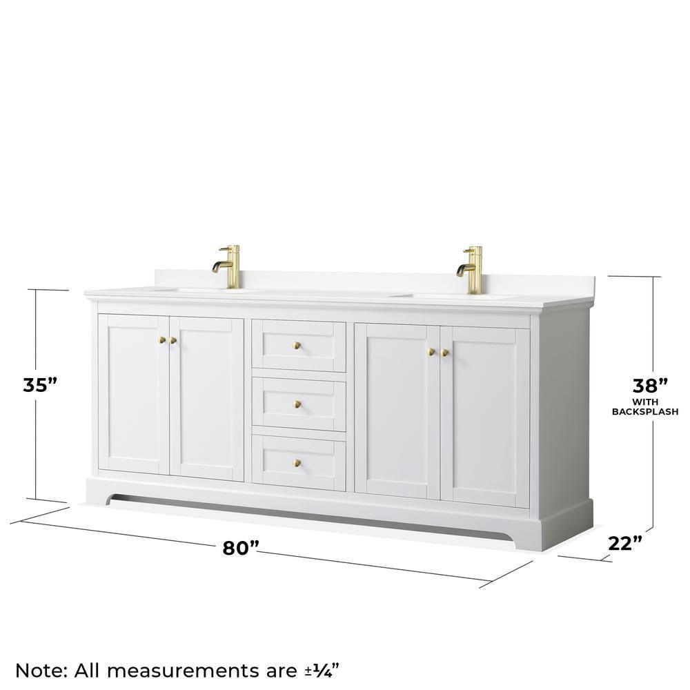 Wyndham Collection Avery 80'' Double Bathroom Vanity with Marble Top with Mirror