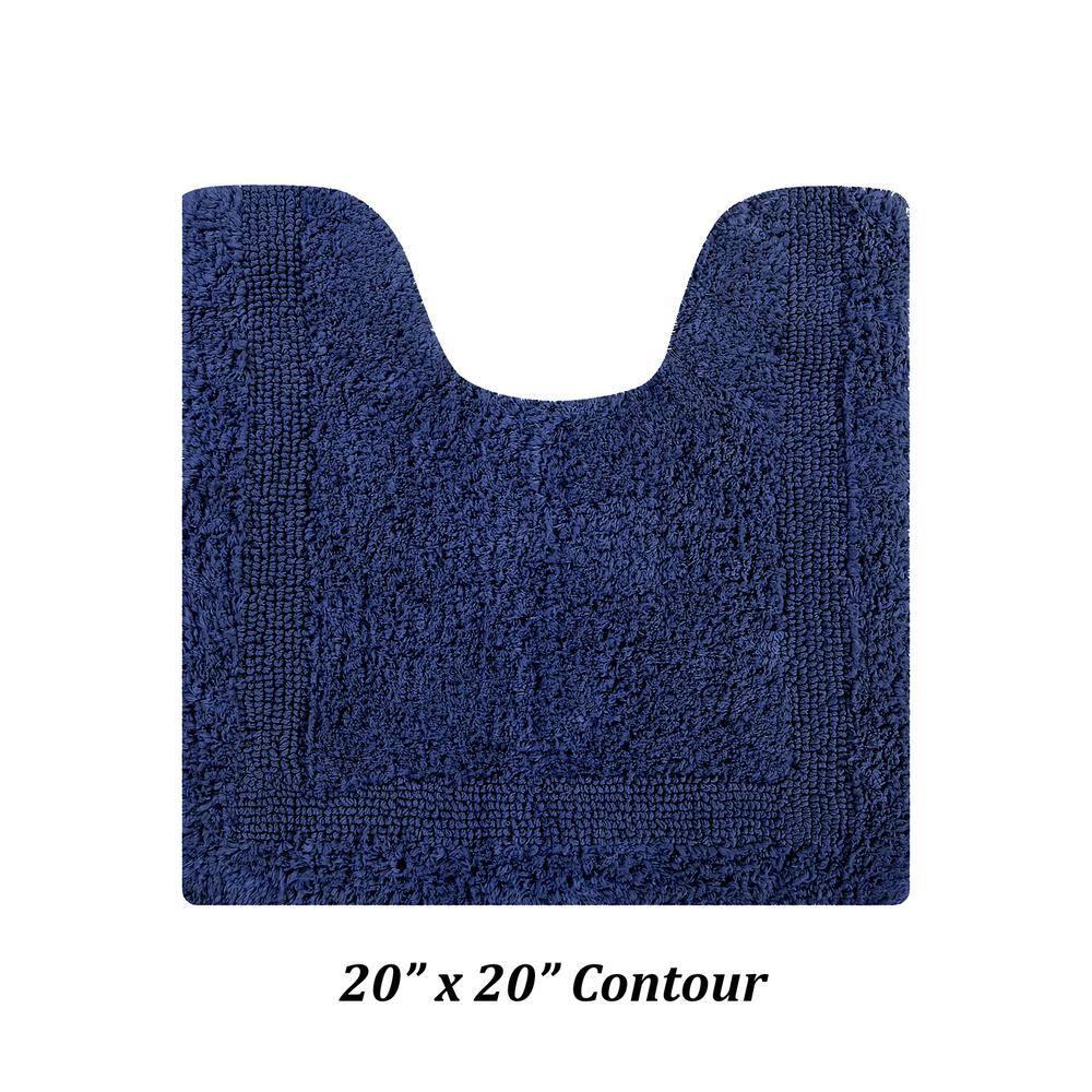 Better Trends Lux 100% Cotton Tufted Solid Reversible Bath Rug 20" x 20" Contour - Navy