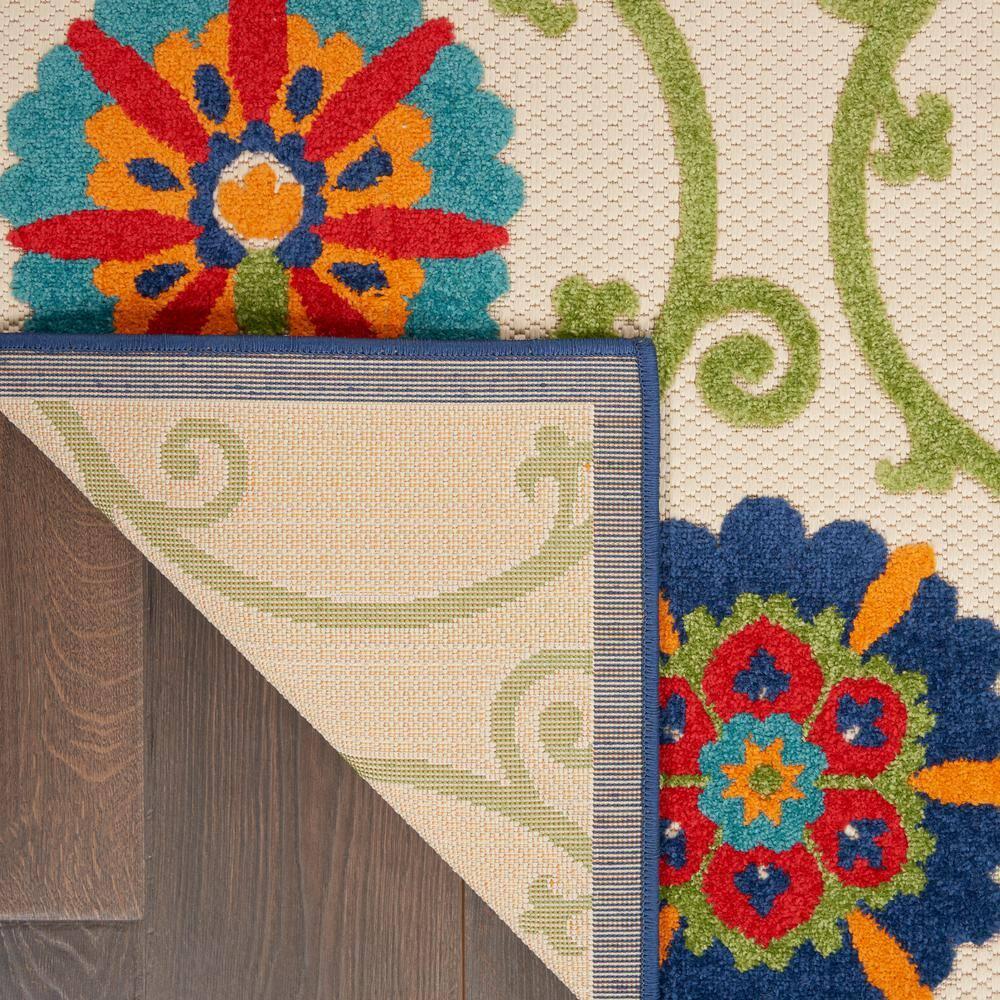 Nourison Aloha Contemporary Floral Flatweave High-Low Indoor Outdoor Area Rug Blue/Multicolor 3'6" x 5'6"
